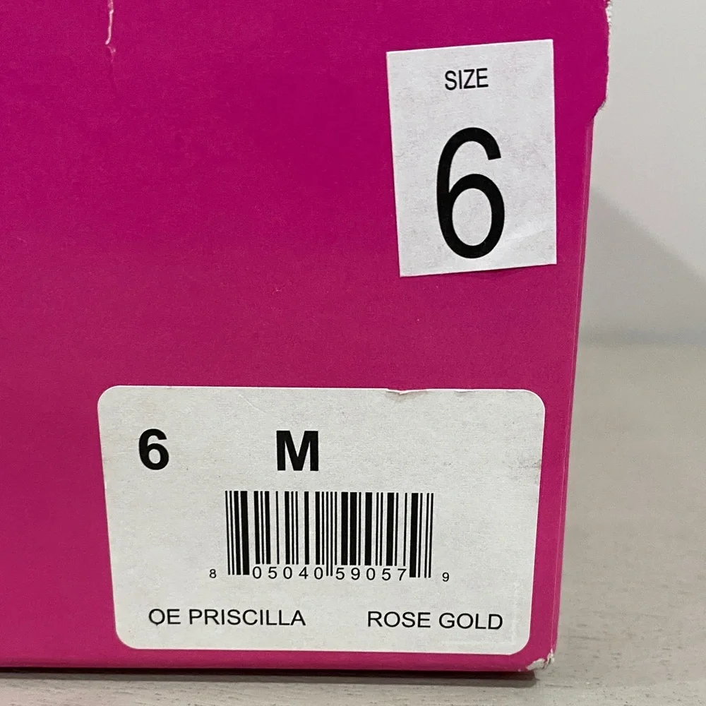 Rose Gold Girls Sparkly Dress Shoes w Ankle Strap- Girls Size 6